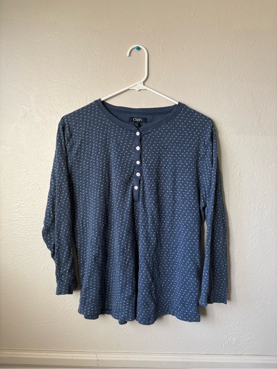 Chaps Tops - Chaps Blue Dot Henley Long Sleeve Shirt